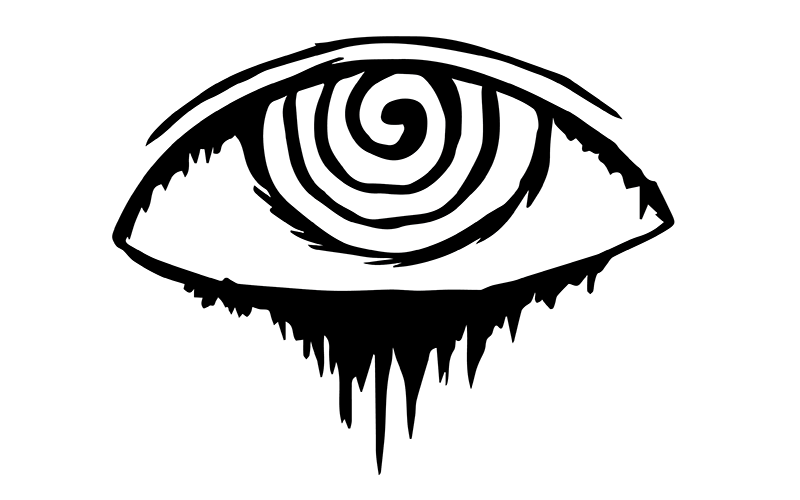 A dripping eye with a spiral iris